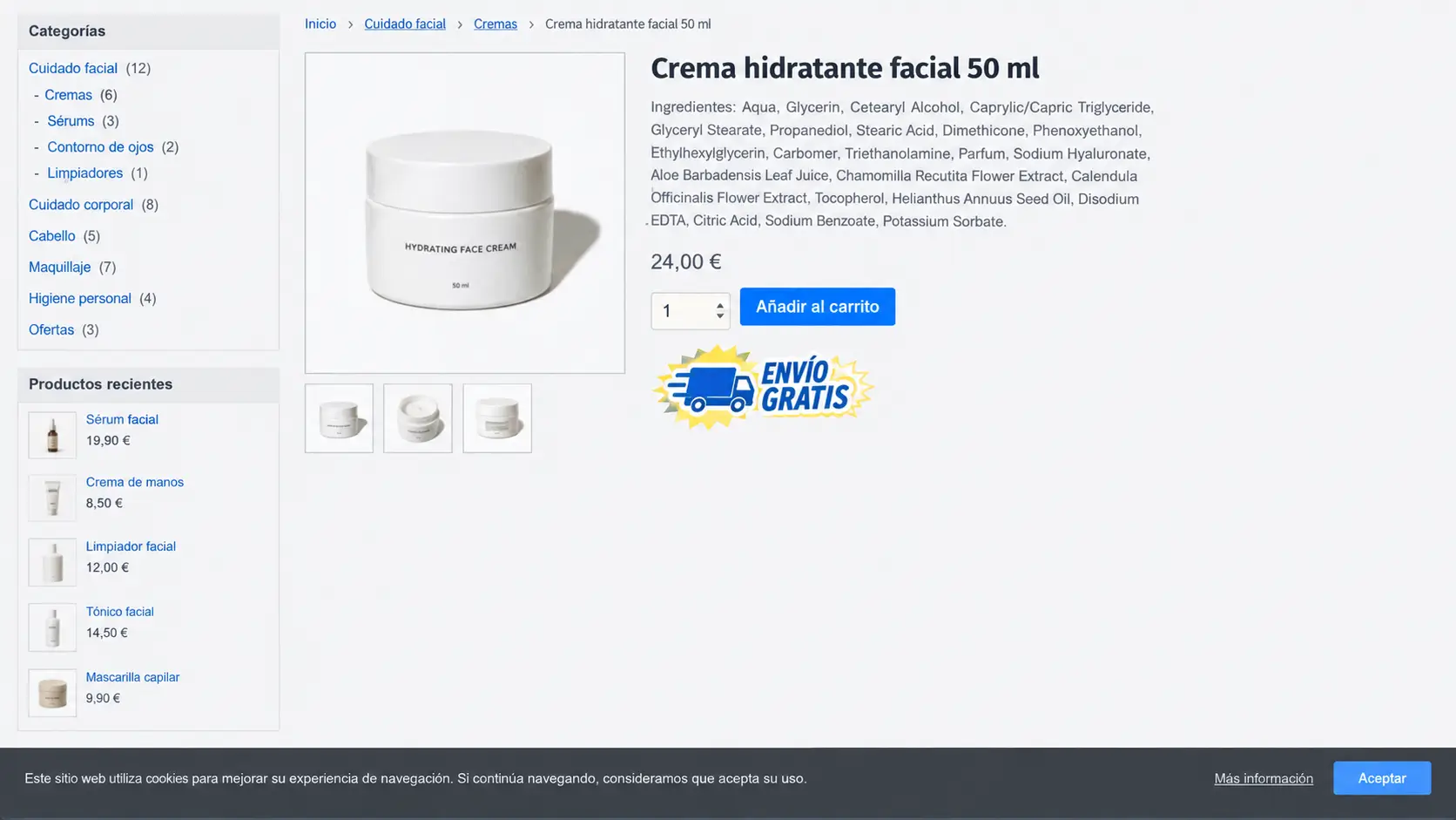 Ficha de producto antes